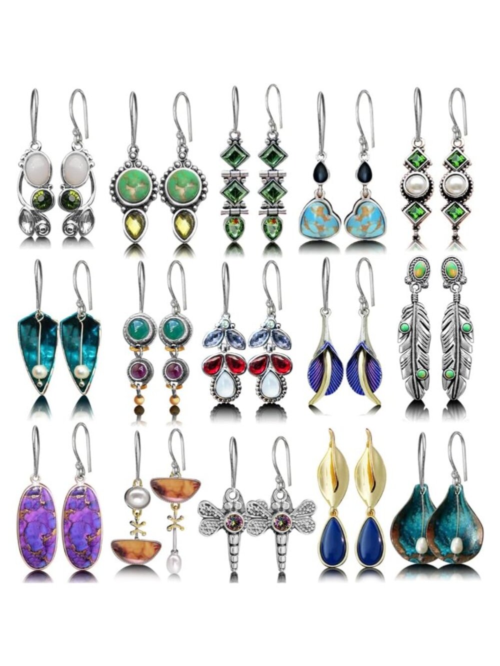 Women's Teardrop Crystal Drop Dangle Earrings Set of 12 Christmas Gift